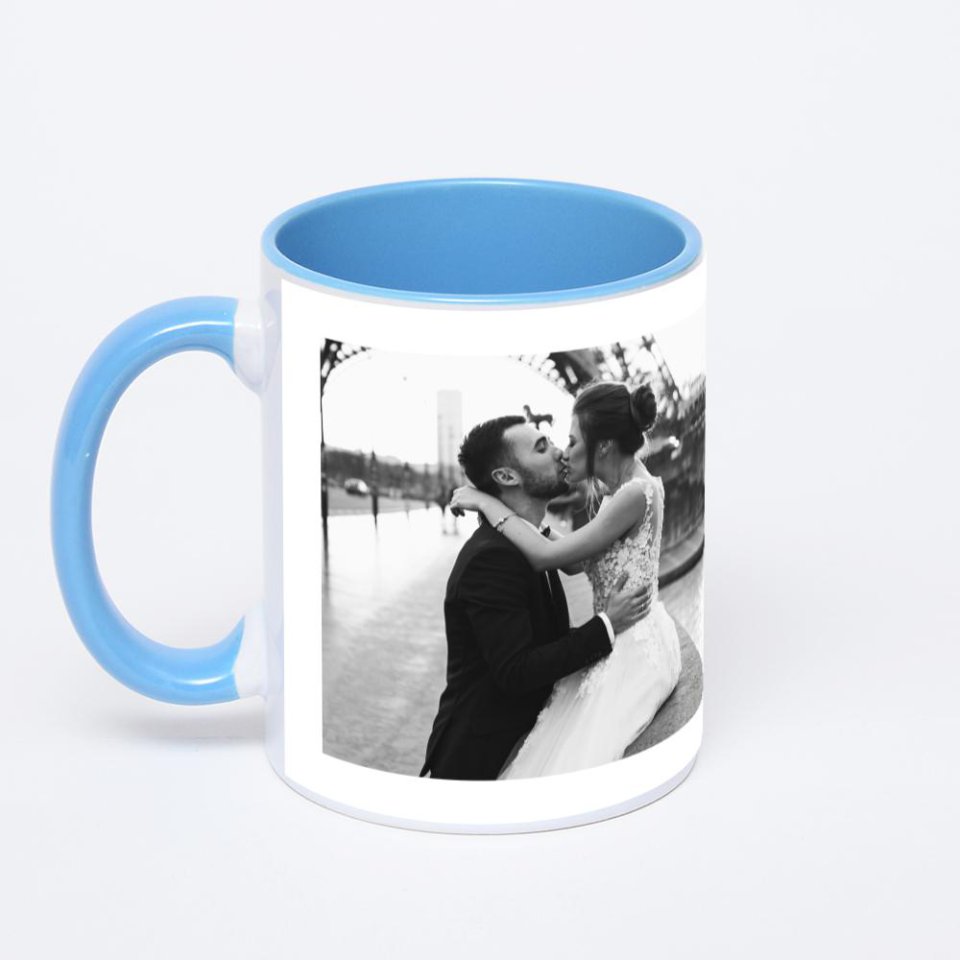 Синяя кружка с фотопечатью