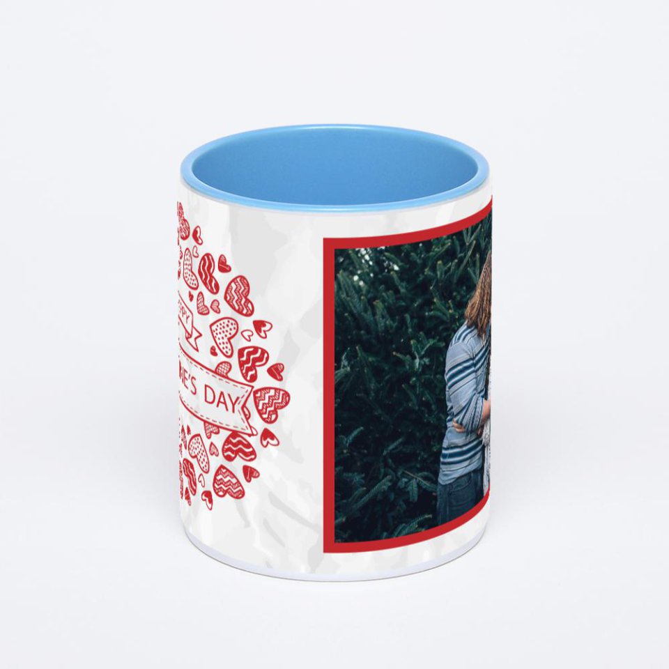 Синяя кружка с фотопечатью