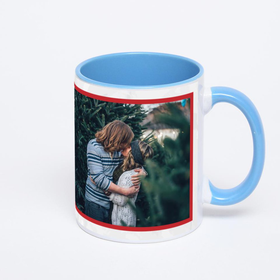 Синяя кружка с фотопечатью