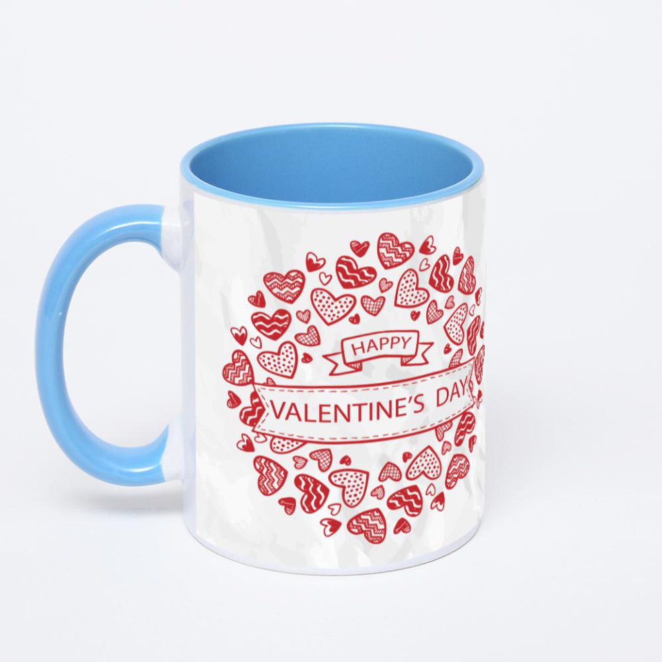 Синяя кружка с фотопечатью