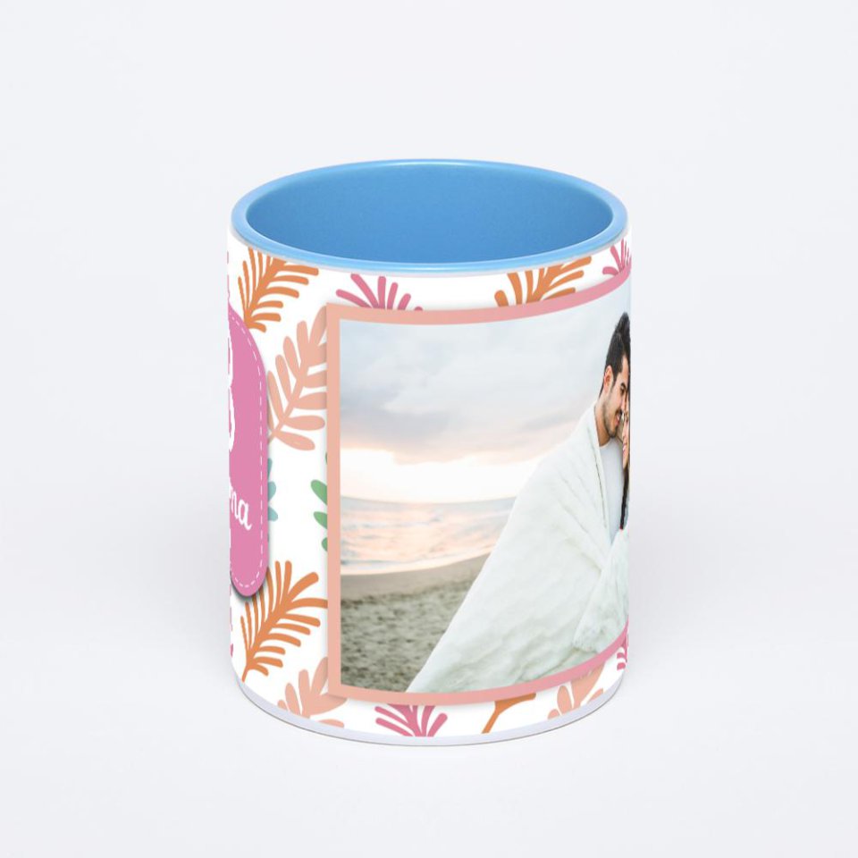Синяя кружка с фотопечатью
