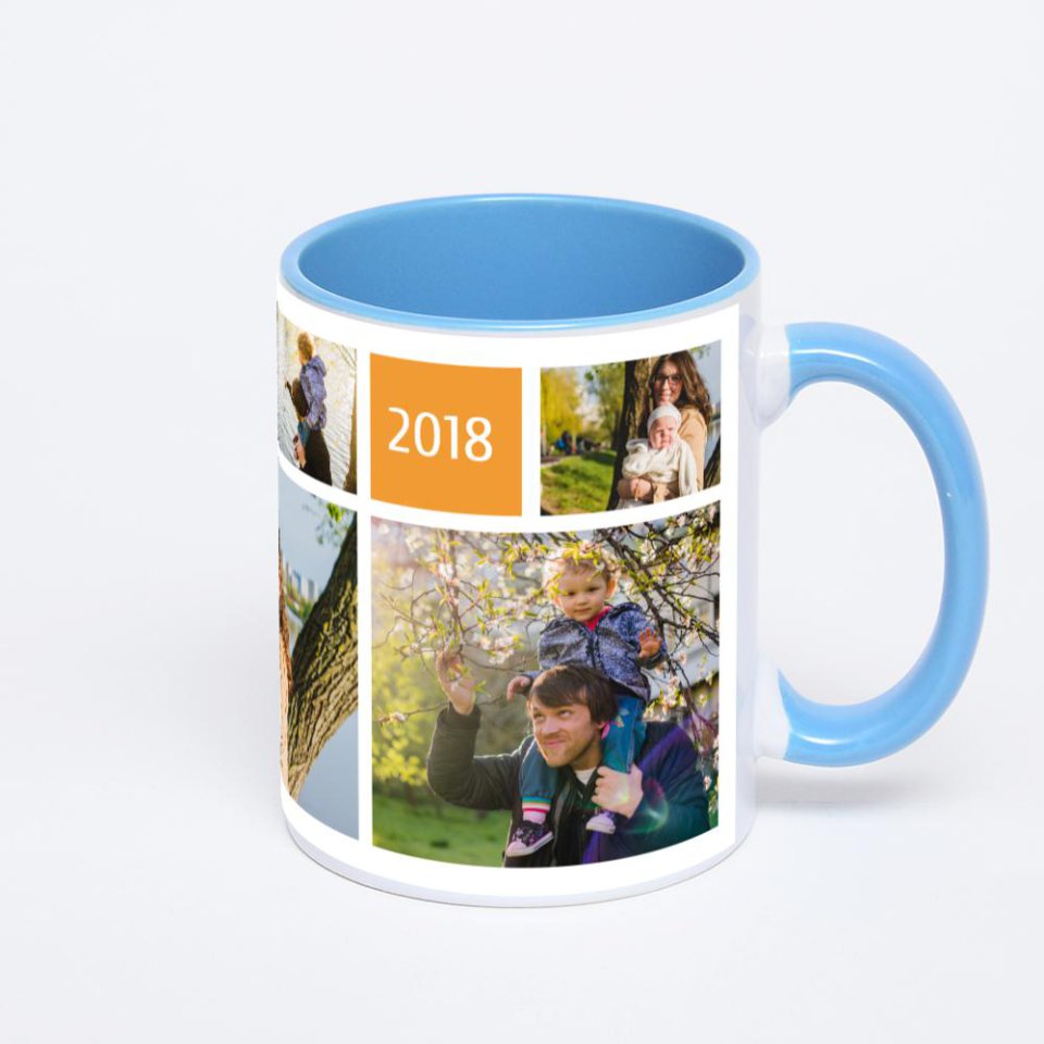 Синяя кружка с фотопечатью