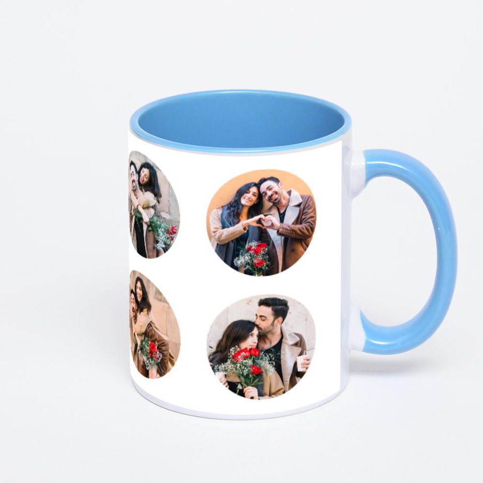 Синяя кружка с фотопечатью