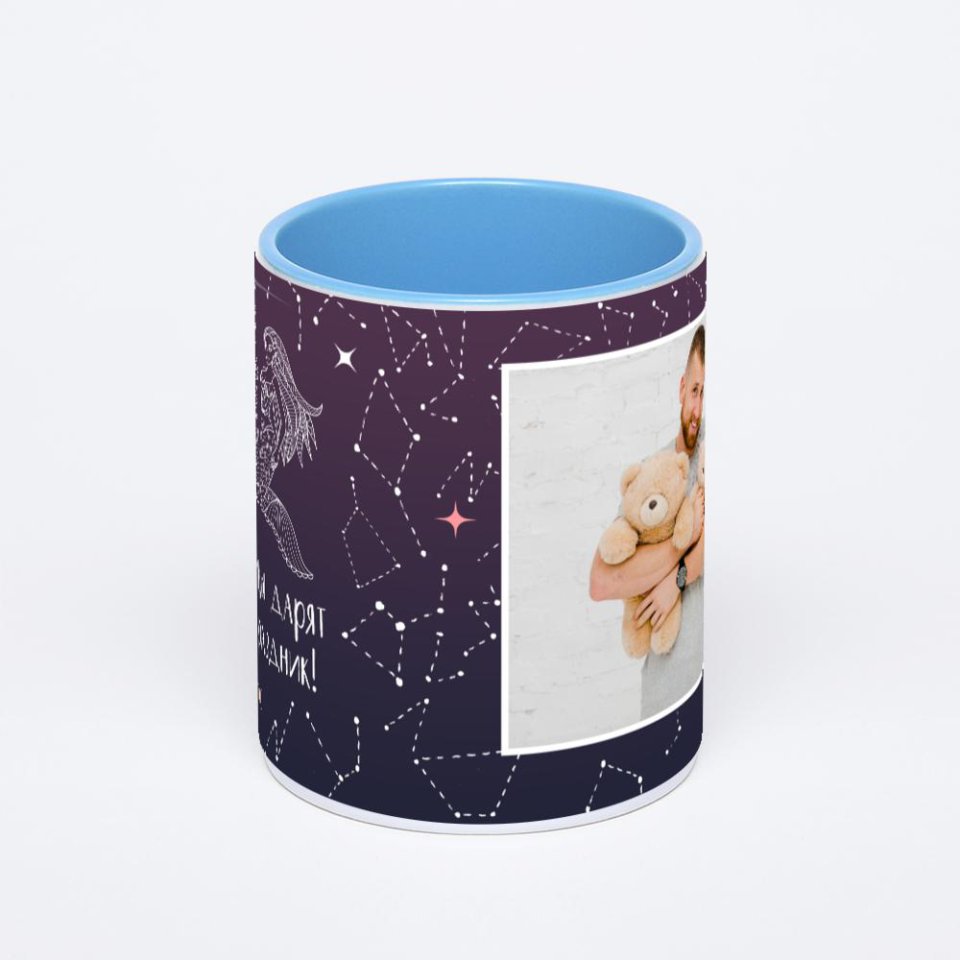 Синяя кружка с фотопечатью