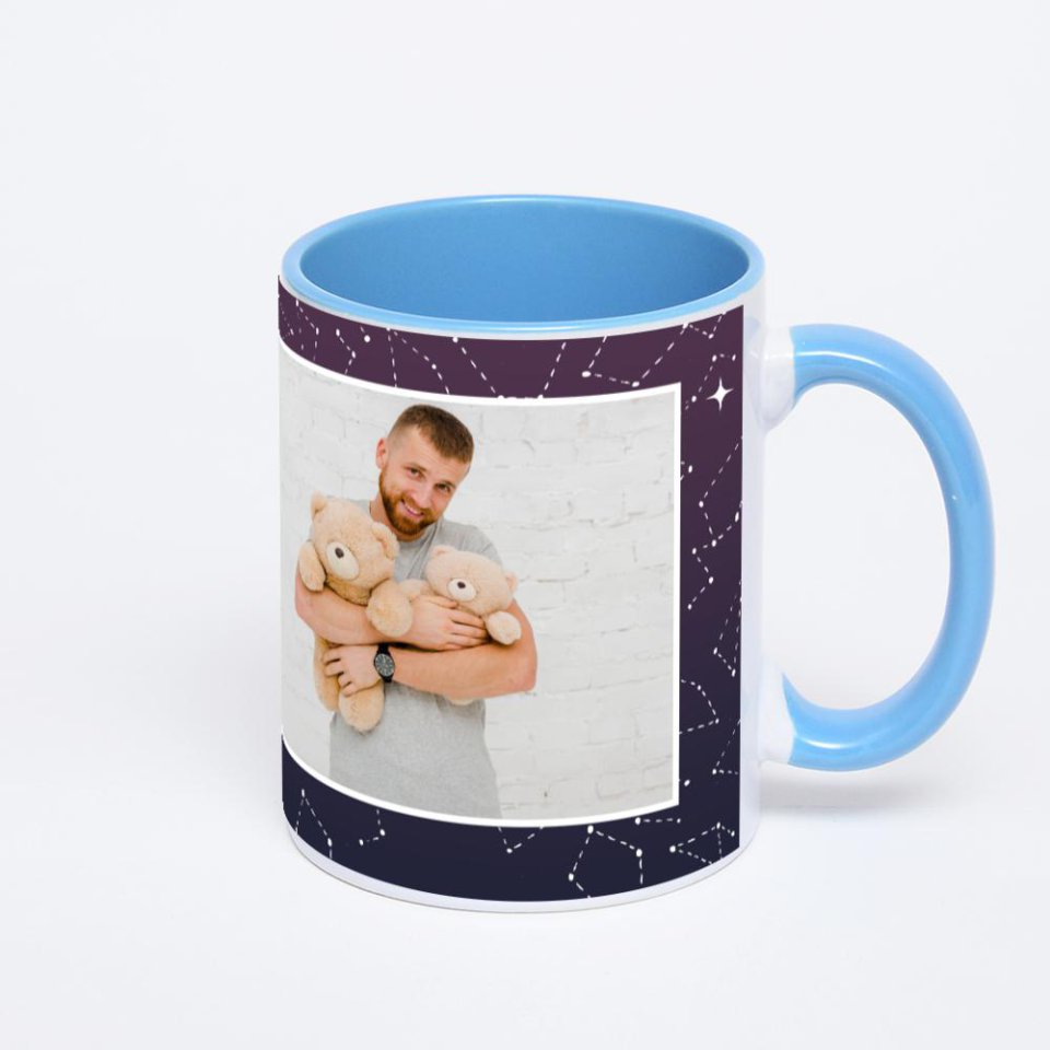 Синяя кружка с фотопечатью