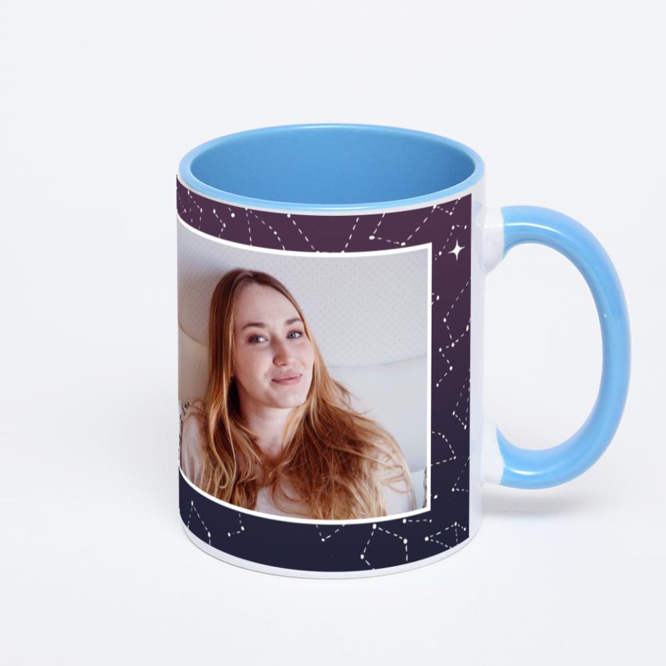 Синяя кружка с фотопечатью