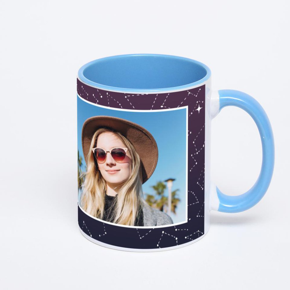 Синяя кружка с фотопечатью