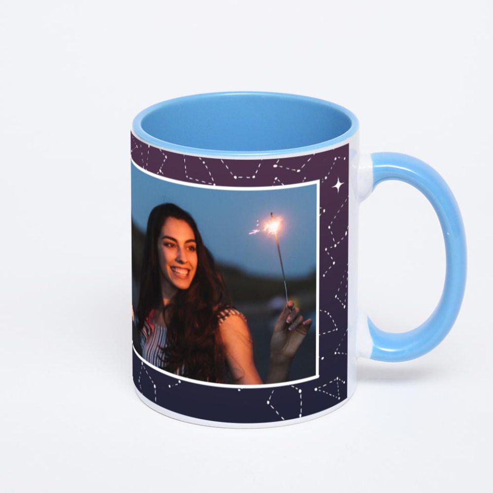 Синяя кружка с фотопечатью