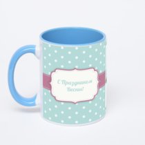 Синяя кружка с фотопечатью