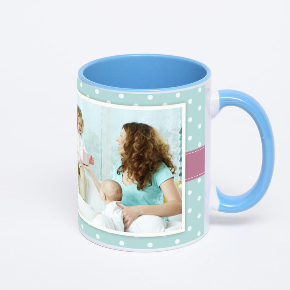 Синяя кружка с фотопечатью