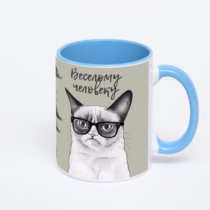 Синяя кружка с фотопечатью