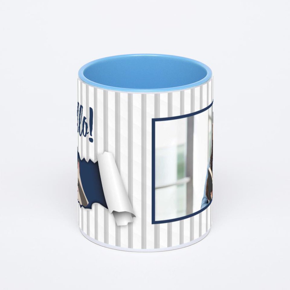 Синяя кружка с фотопечатью