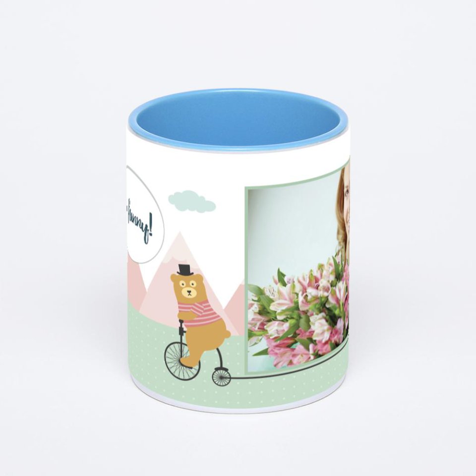 Синяя кружка с фотопечатью