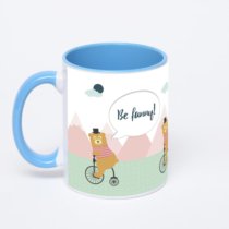 Синяя кружка с фотопечатью