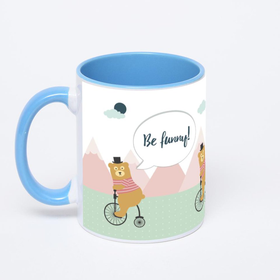 Синяя кружка с фотопечатью