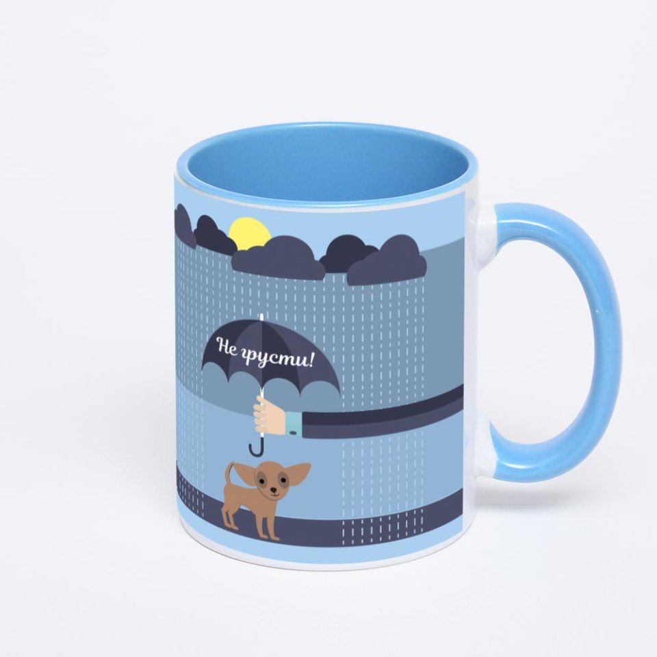 Синяя кружка с фотопечатью