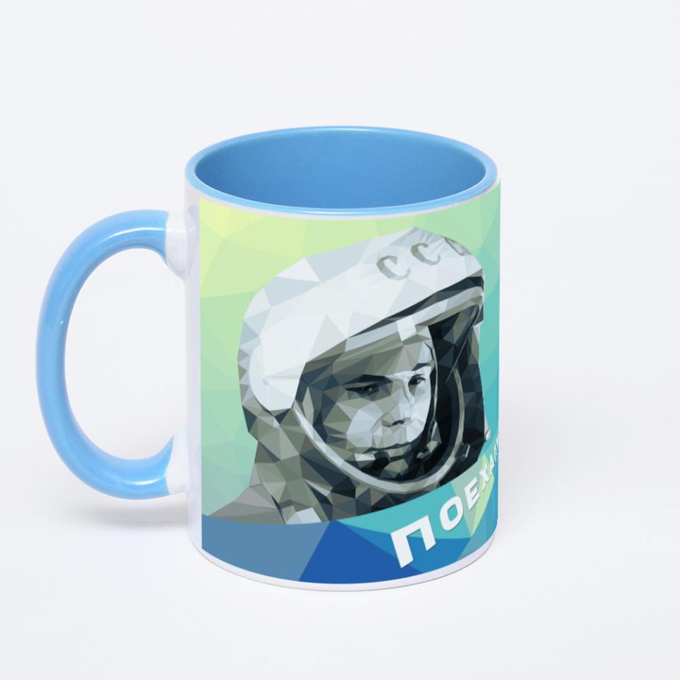 Синяя кружка с фотопечатью