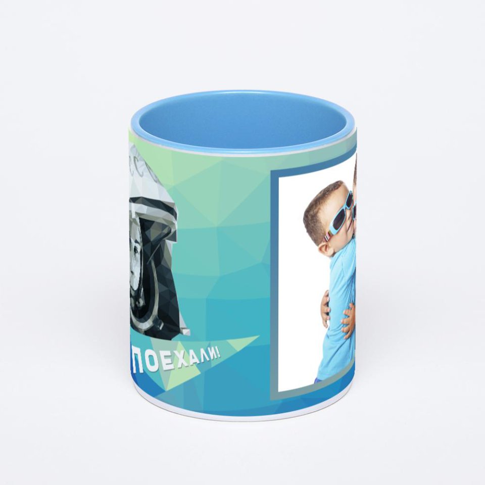 Синяя кружка с фотопечатью