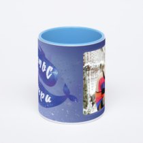 Синяя кружка с фотопечатью