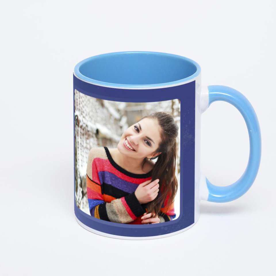 Синяя кружка с фотопечатью