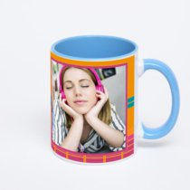 Синяя кружка с фотопечатью