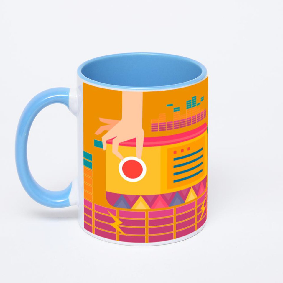 Синяя кружка с фотопечатью