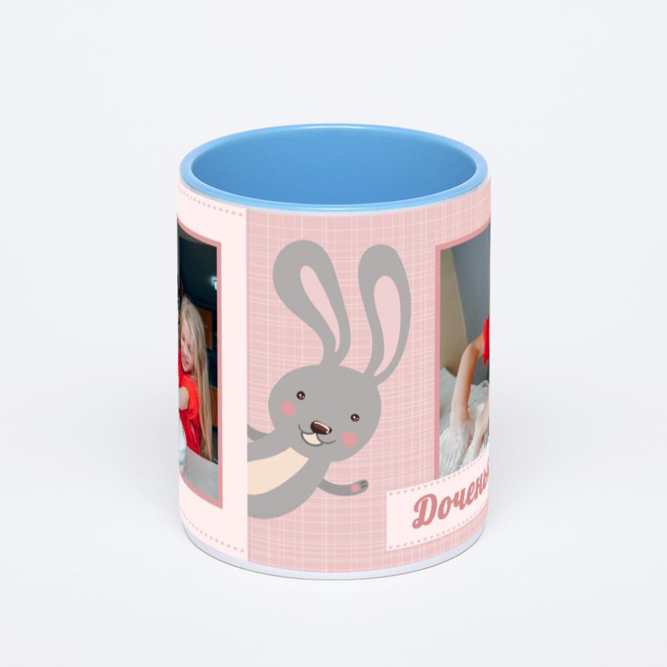 Синяя кружка с фотопечатью