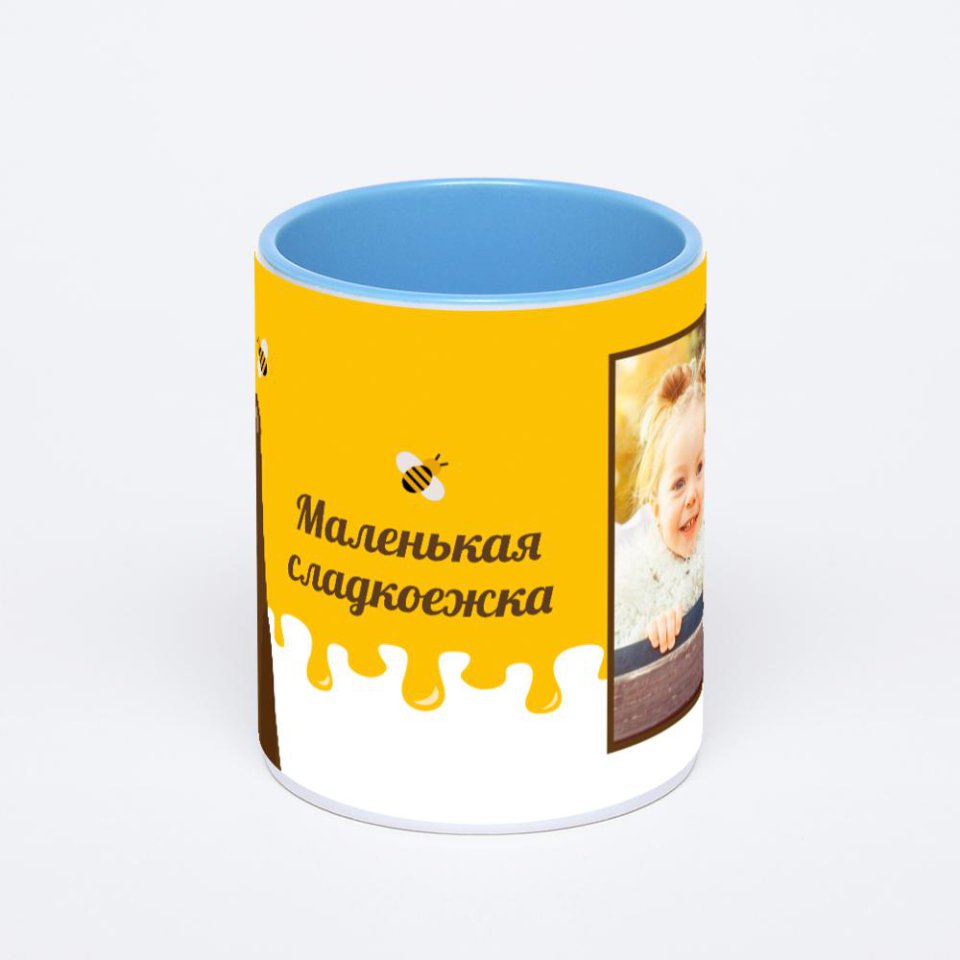 Синяя кружка с фотопечатью