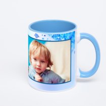 Синяя кружка с фотопечатью