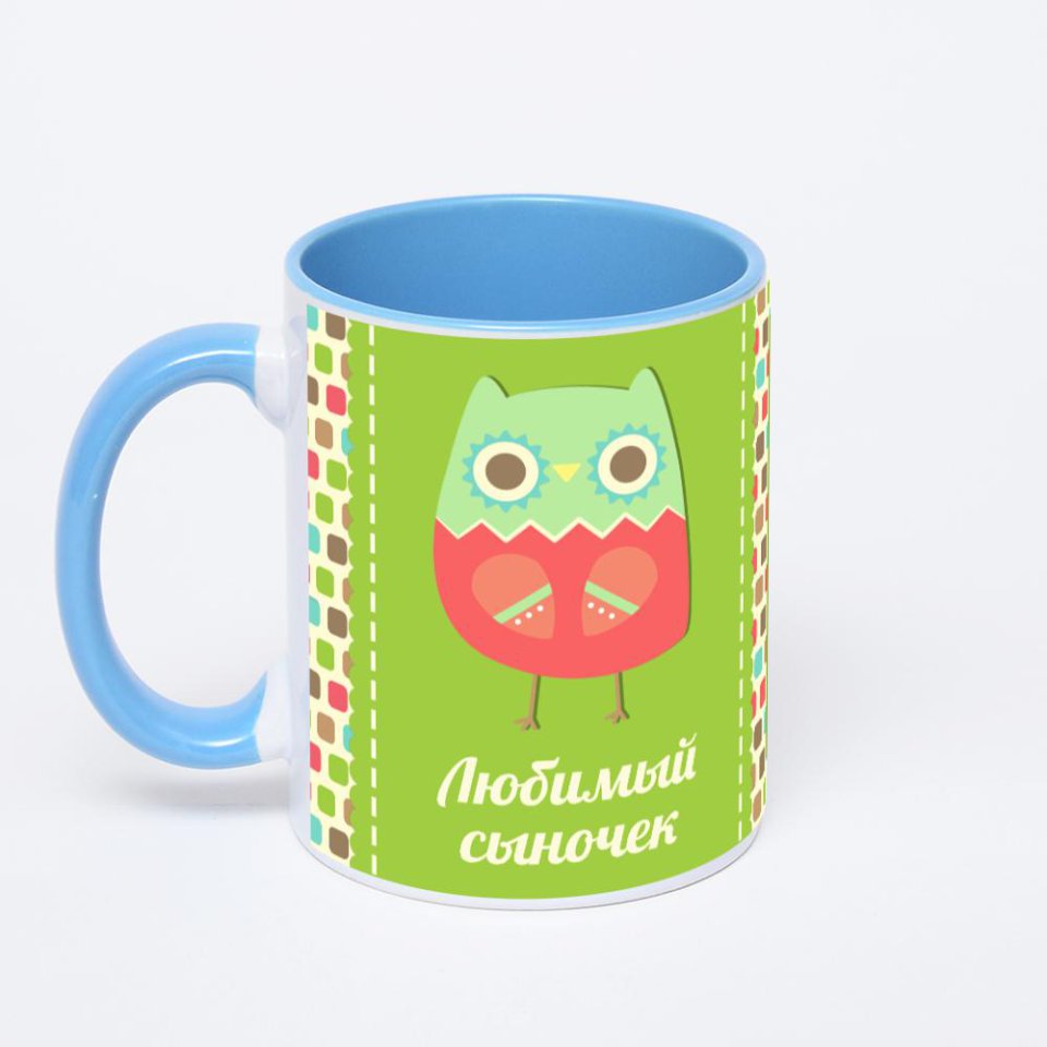 Синяя кружка с фотопечатью