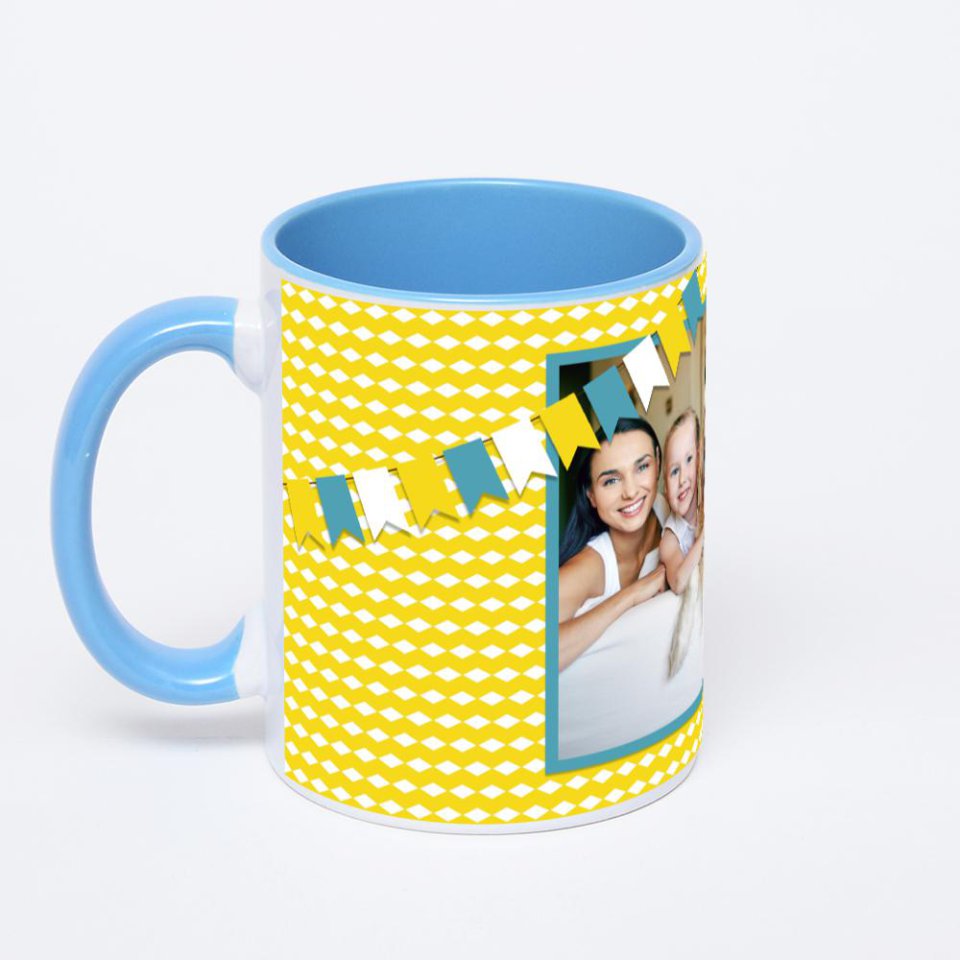 Синяя кружка с фотопечатью