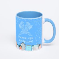 Синяя кружка с фотопечатью