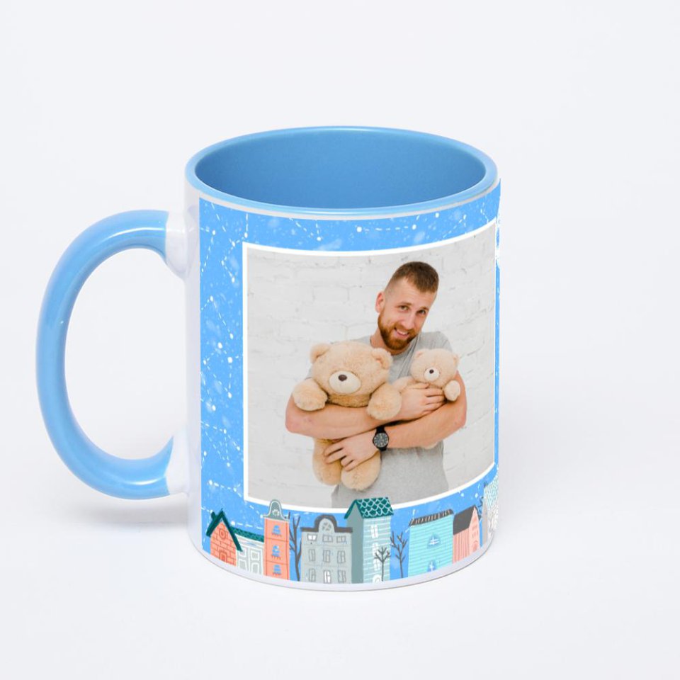 Синяя кружка с фотопечатью