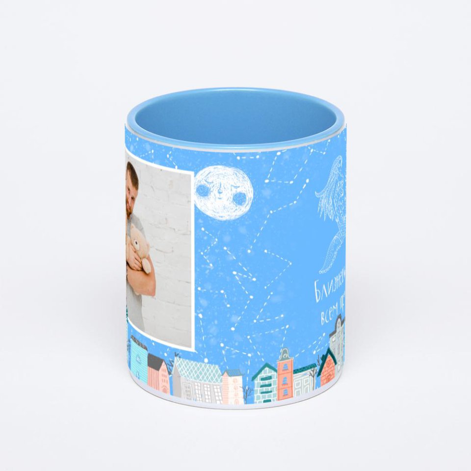 Синяя кружка с фотопечатью