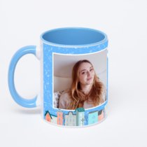 Синяя кружка с фотопечатью