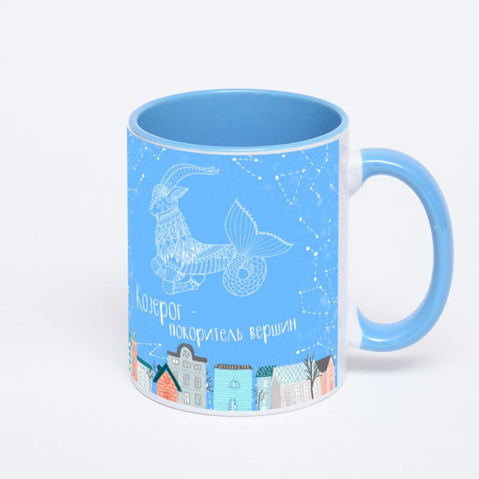 Синяя кружка с фотопечатью