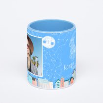 Синяя кружка с фотопечатью