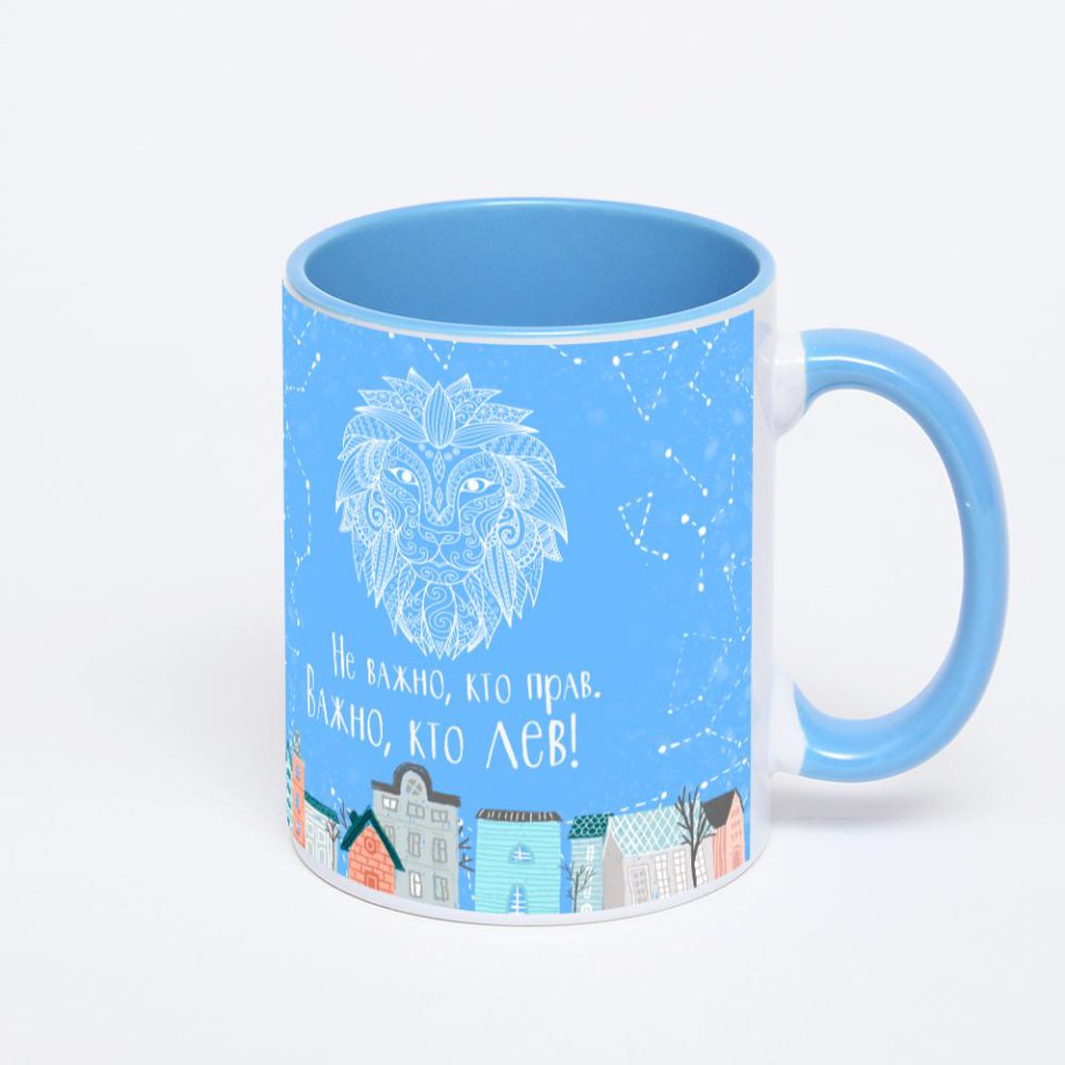 Синяя кружка с фотопечатью