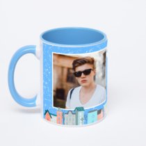 Синяя кружка с фотопечатью