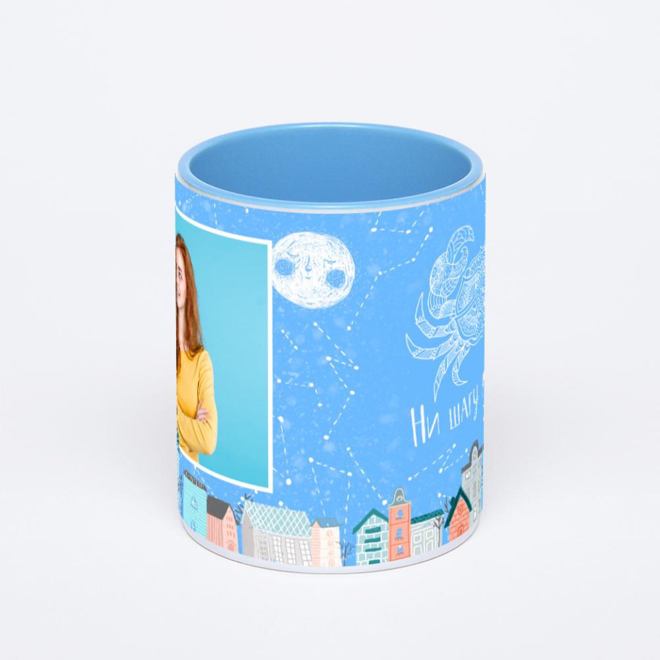 Синяя кружка с фотопечатью