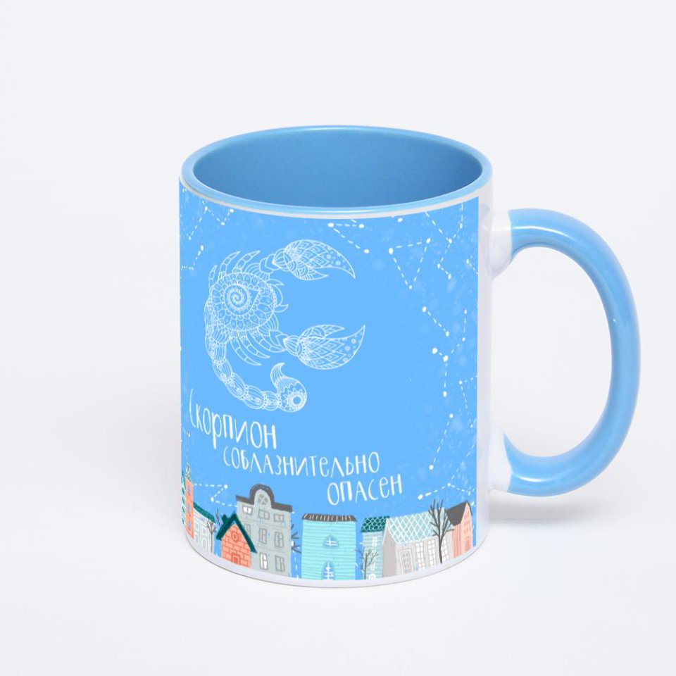 Синяя кружка с фотопечатью