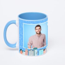Синяя кружка с фотопечатью