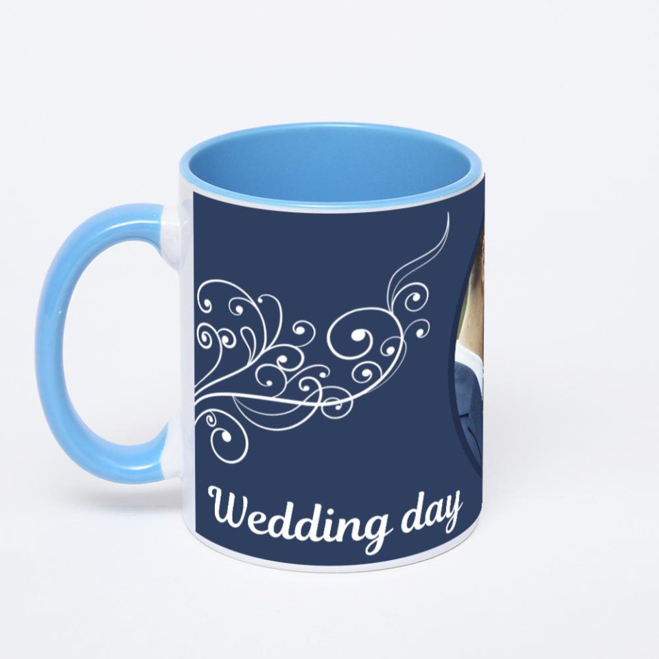 Синяя кружка с фотопечатью