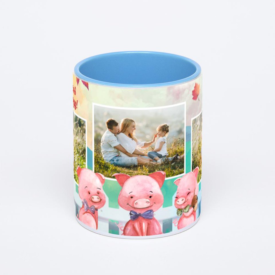 Синяя кружка с фотопечатью