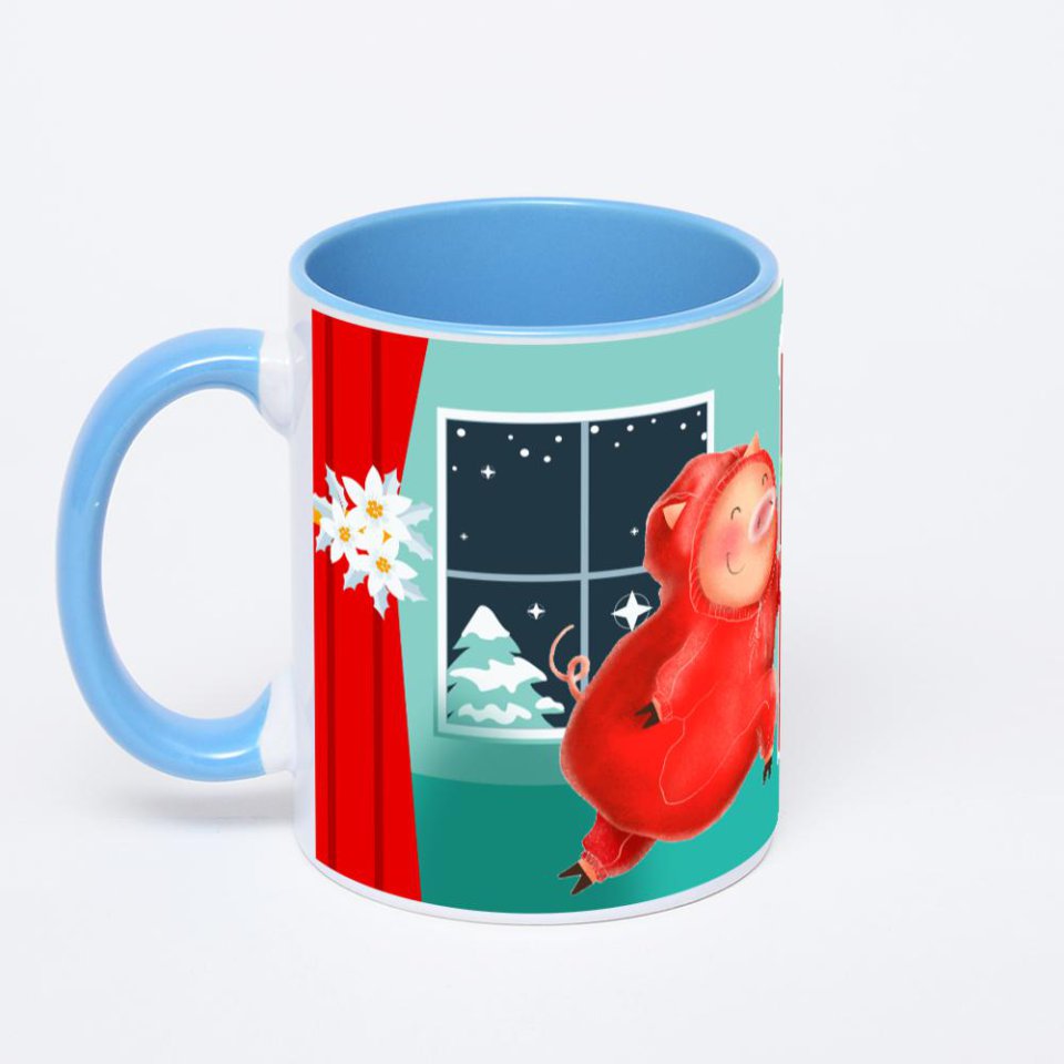 Синяя кружка с фотопечатью