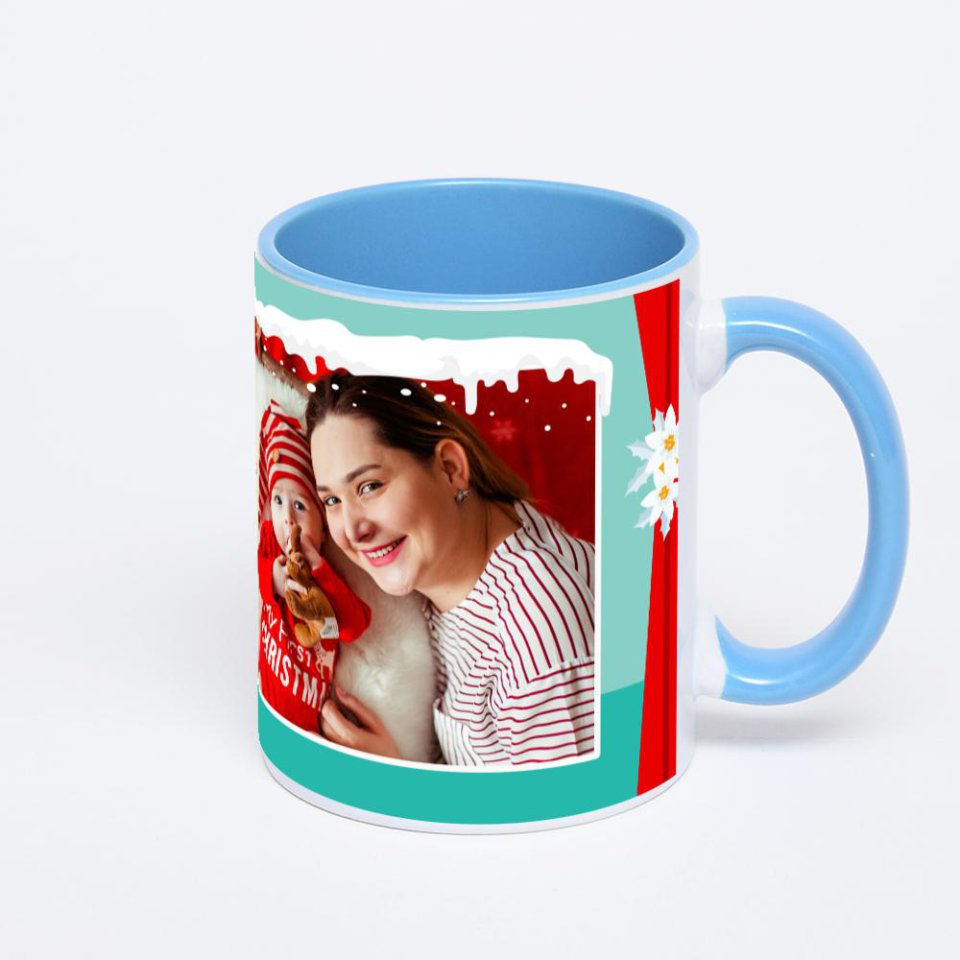 Синяя кружка с фотопечатью