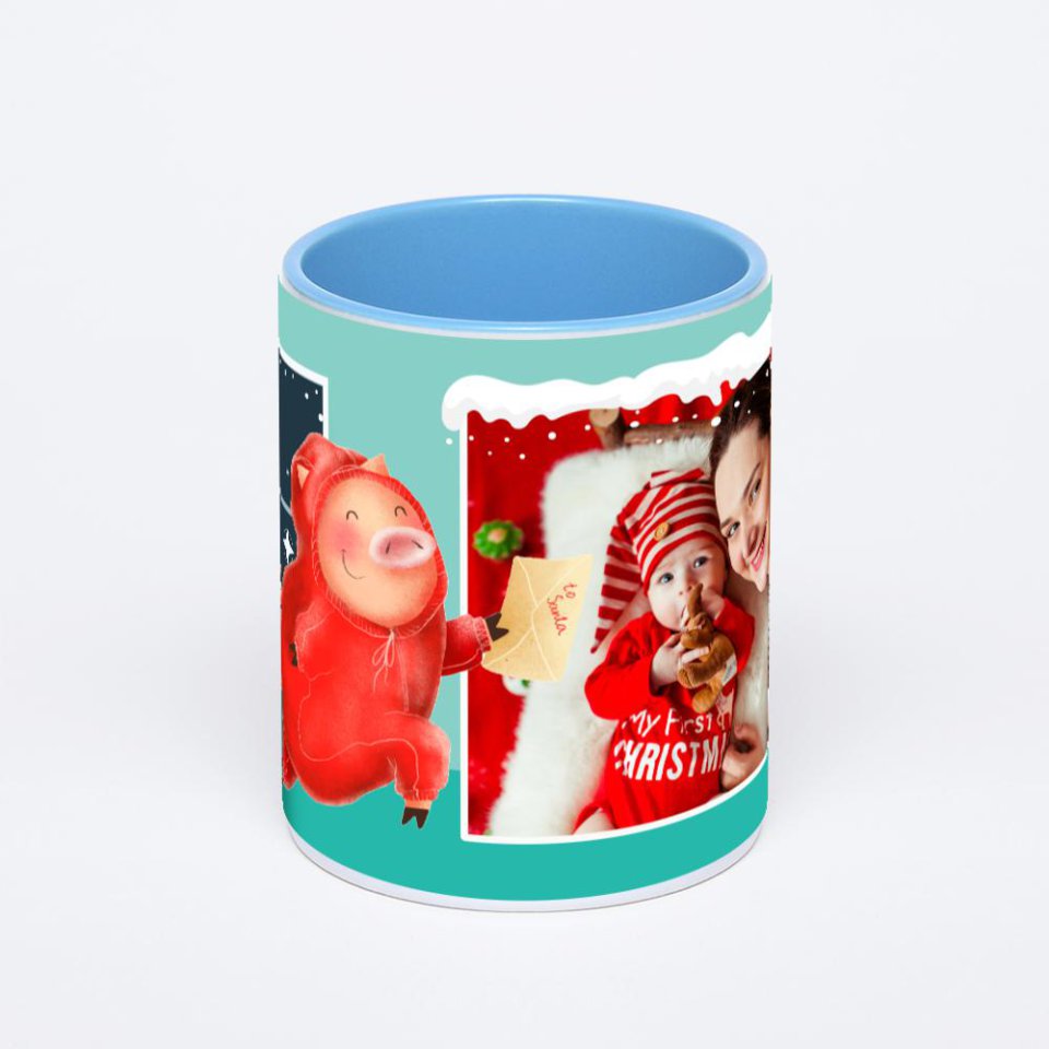 Синяя кружка с фотопечатью