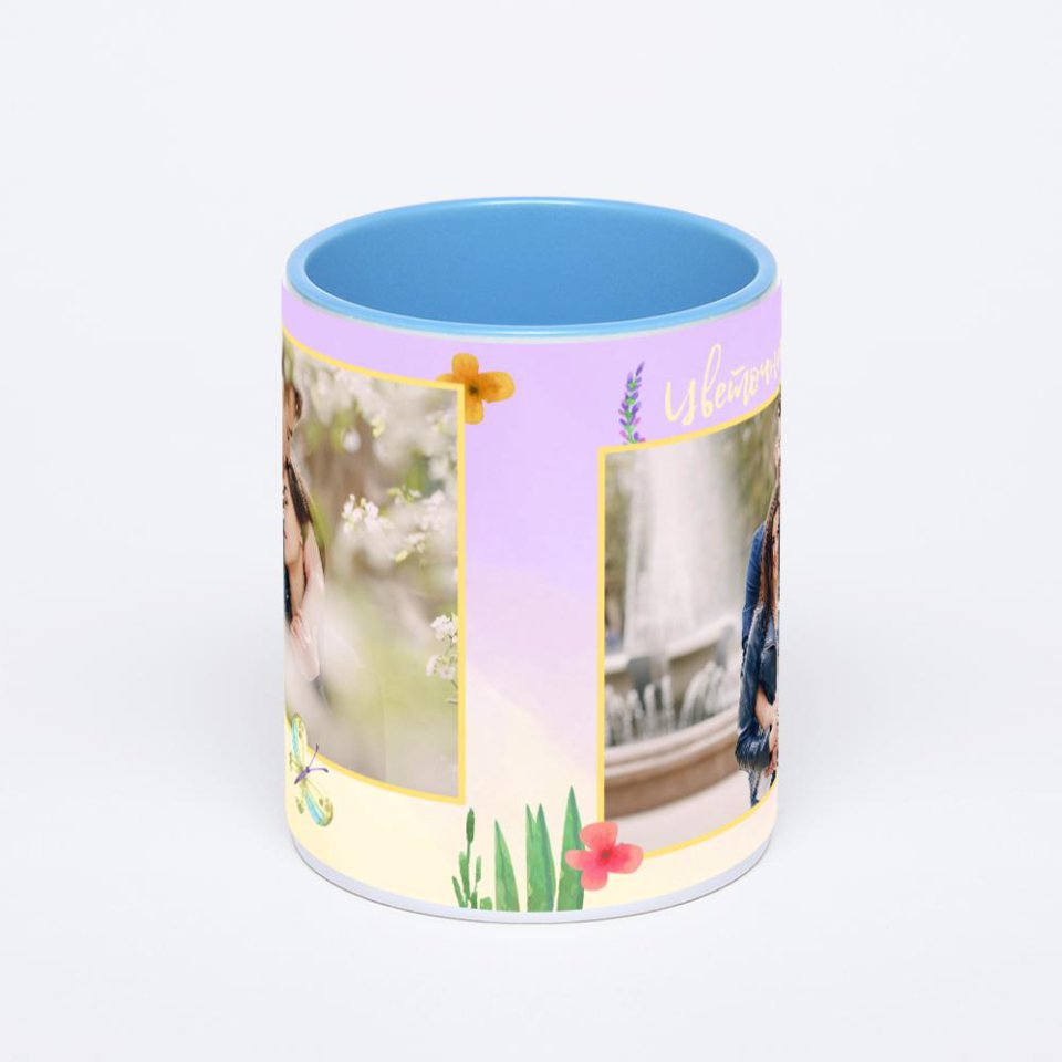 Синяя кружка с фотопечатью