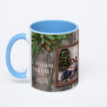 Синяя кружка с фотопечатью