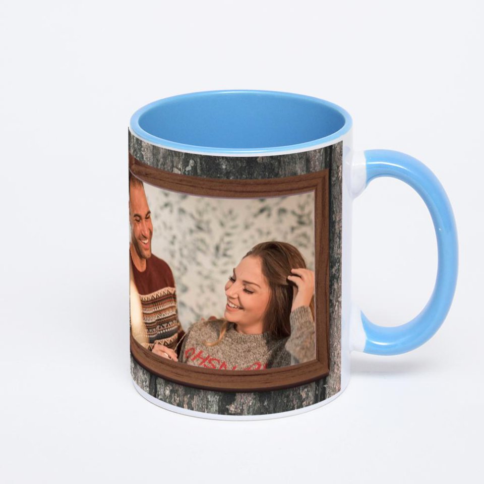 Синяя кружка с фотопечатью